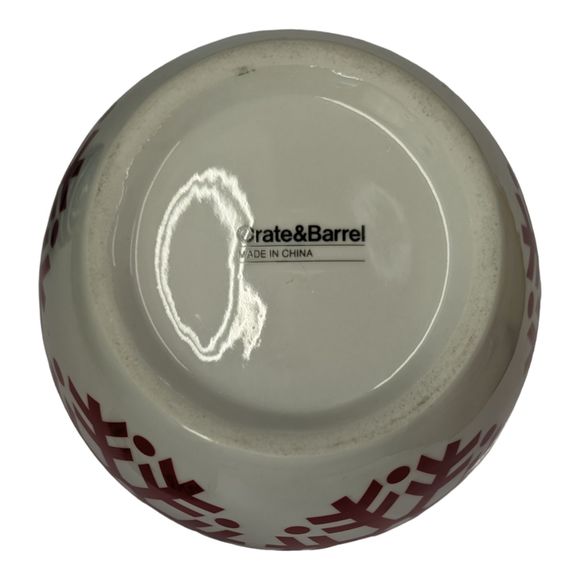 Crate and Barrel Holiday Nesting Bowls Merry Snowflake Red White - Picture 8 of 10